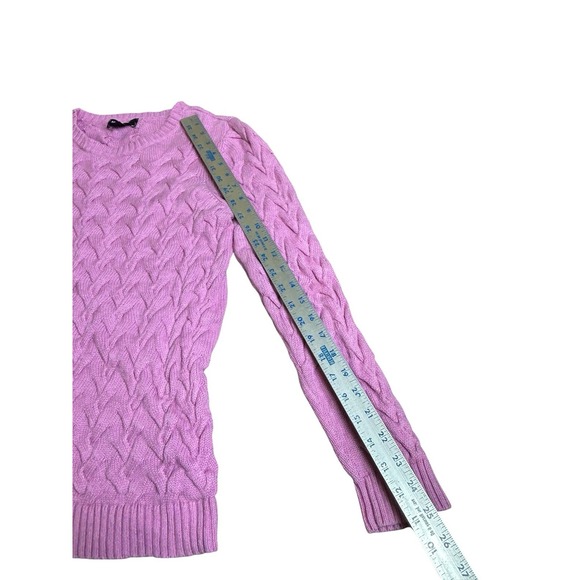 Lands' End Pink Long Sleeve Cable knit Sweater Fisherman Cabin Med - Picture 6 of 10